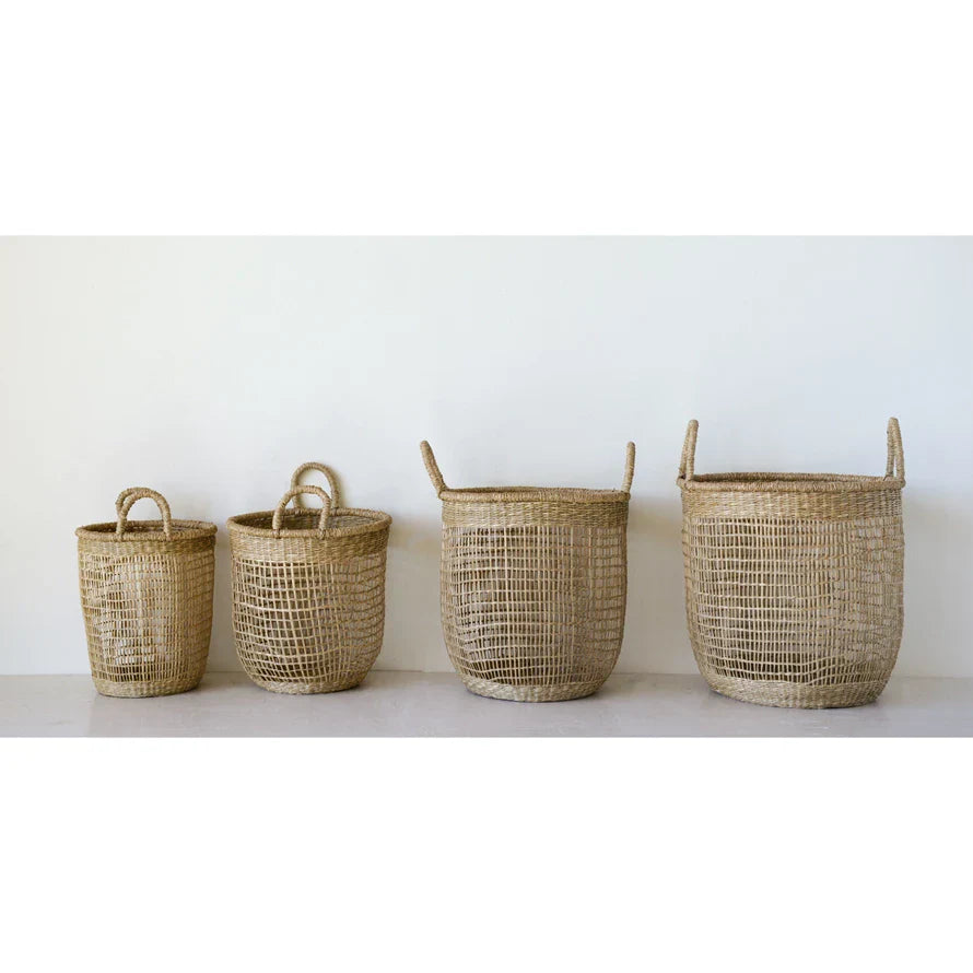 Hand-Woven Baskets with Handles