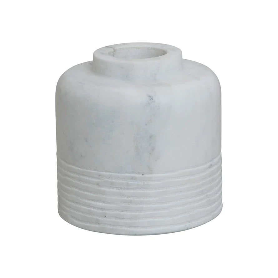 Marble Vase with Carved Pattern